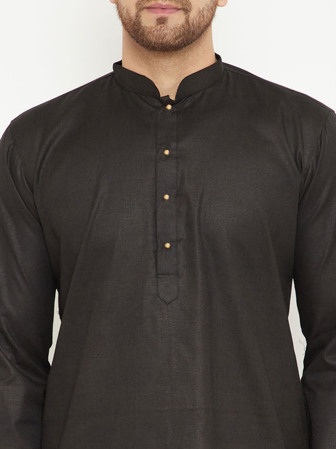 Vastramay Men's Black Cotton Blend Kurta